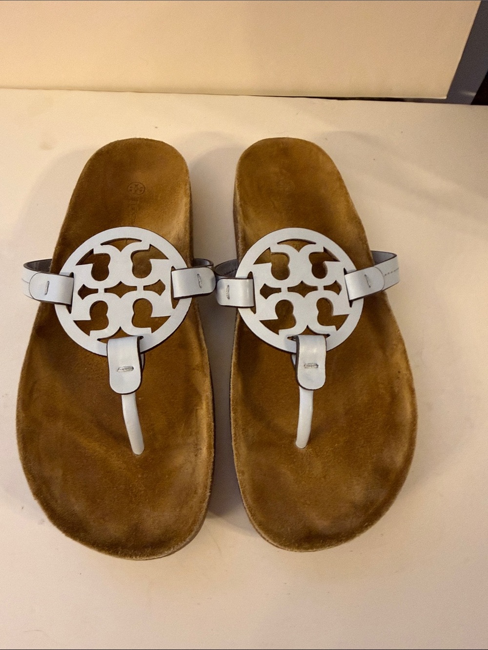 Blue Cloud Tory Burch Logo Circle Thong Sandals